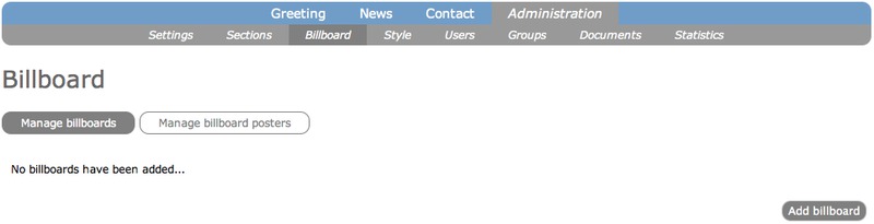 Screenshot of the Billboard options