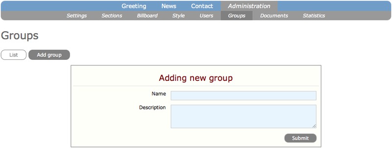Screenshot to Add a group