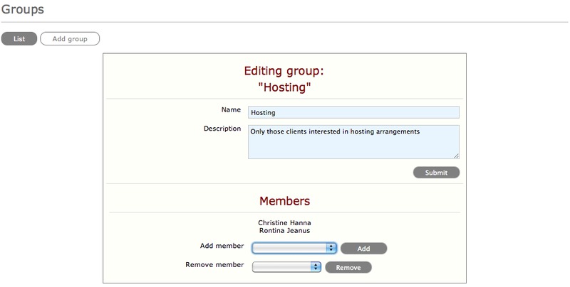 Screenshot showing how to add users to a group