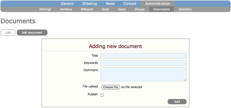 Screenshot showing how to add a document