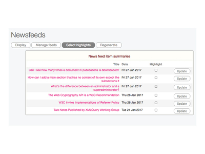 Select news items to display in sidebar