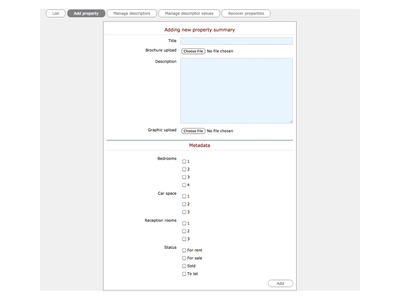 Form to add property details